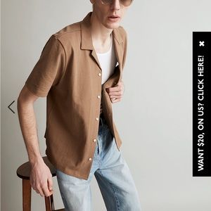 Madewell Size M Knit East Short-Sleeve Camp Shirt in Walnut Brown